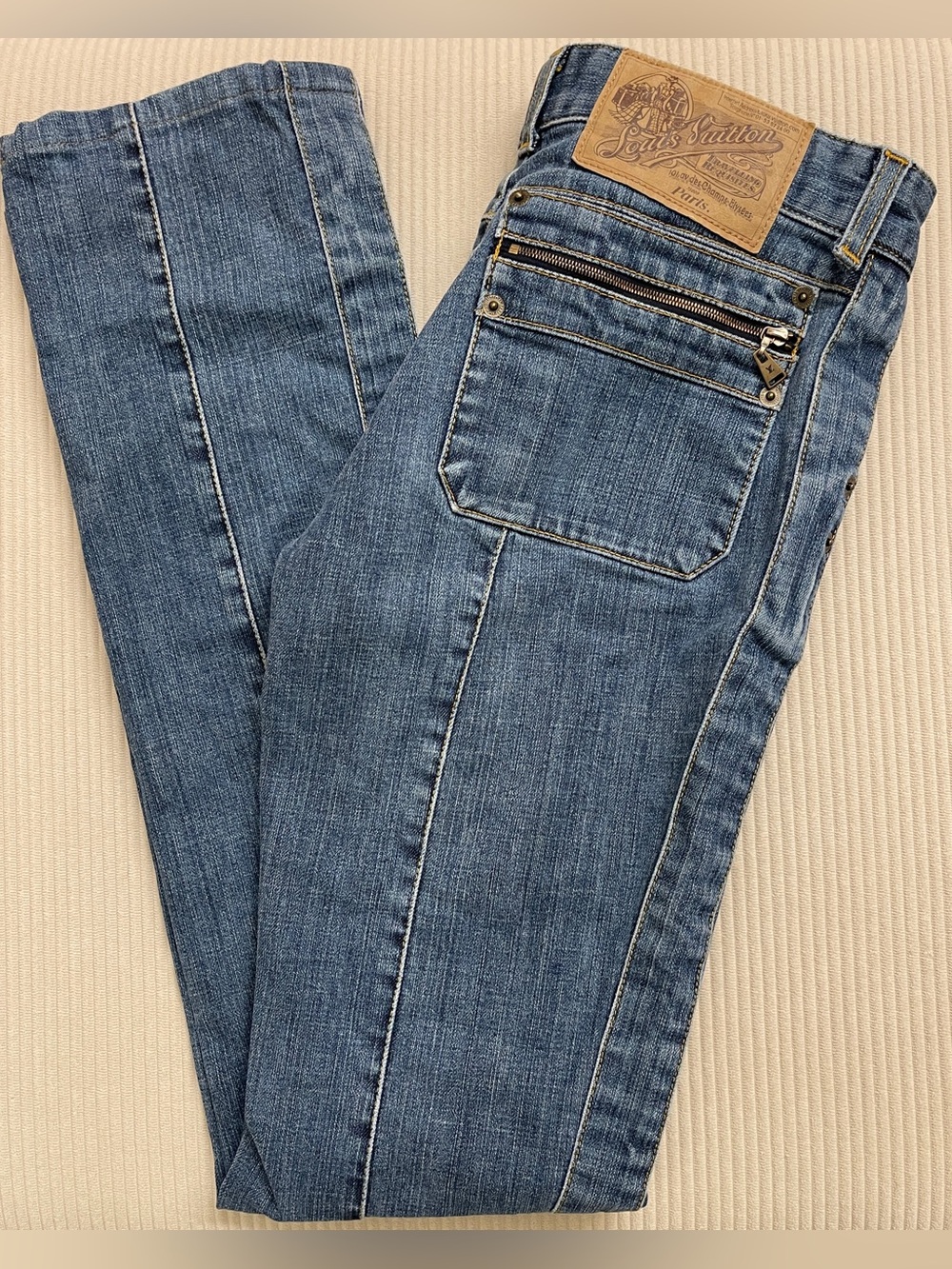 Louis Vuitton Women’s Blue Jeans with Leather Patch